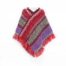 Load image into Gallery viewer, Patchwork Shawl Knitted Striped Print Cardigans Women Poncho Autumn Winter Clothing Sleeveless Sweater Cape Coats