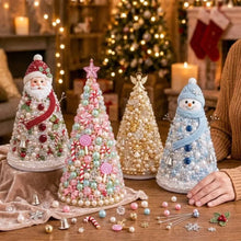 Load image into Gallery viewer, DIY Beaded Christmas Tree Craft Kit Crystal Bead Mini Tree with Angel Topper, Handmade Holiday Tabletop Decor for Home Christmas