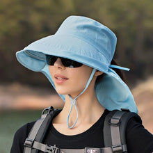 Load image into Gallery viewer, Wide Large Brim Bucket Hat Neck Protection Sun Hat Summer Outdoor UV Anti Shawl Visor Cap Fishing Hiking Ladies Hat Women Bonnet