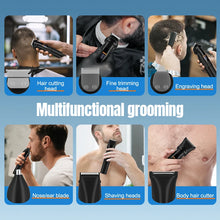 Load image into Gallery viewer, 6-in-1 Men's Multifunctional Hairdresser USB Rechargeable Replaceable Heads Home Hairdresser Razor Nose Hair Remover Set