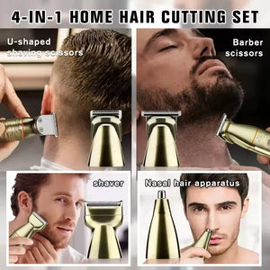 Rechargeable 5 in 1 Grooming Kit LED Display Hair Trimmer Cordless Powerful Hair Cutting Kit With Travel Bag