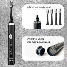 Load image into Gallery viewer, 8 Speed 4 Brush Head Sonic Electric Toothbrush USB Smart Adult Soft Hair Waterproof Teeth Cleaning Set