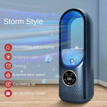 Load image into Gallery viewer, Portable USB Air Cooler Leafless Electric Fan 6 Speed Silent Timer Air Conditioner Cooling Fan Humidifier Conditioning Fan