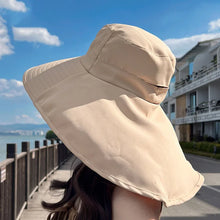Load image into Gallery viewer, Women's Ponytail Hats Long Wide Brim Fisherman Caps Summer UV Neck Protection Sun Bucket Hats Female Outdoor Beach Cap