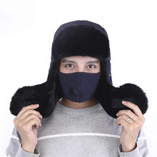 Load image into Gallery viewer, Fashion Trooper Hat Unisex Winter Trapper Cap Ear Flap Hat With Mouth Cover Fur Snow Caps Warm Flaps Ski Hat New Bomber Hats