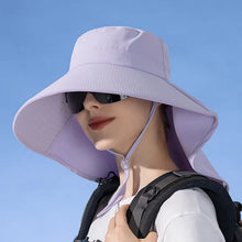 Load image into Gallery viewer, Women's Ponytail Hats Long Wide Brim Fisherman Caps Summer UV Neck Protection Sun Bucket Hats Female Outdoor Beach Cap
