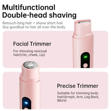 Load image into Gallery viewer, 2 in 1 Bikini Trimmer for Women Hair Removal Rechargeable Electric Razor Waterproof Dual Head Shaver Underarm Body Leg Face