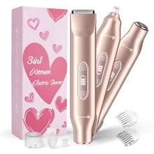 Load image into Gallery viewer, 3 in 1 Painless Women Electric Razors Bikini Trimmer Wet Dry Use for Ladies Pubic Hair Detachable Head Electric Shaver