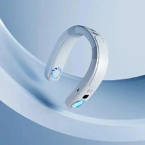 Portable Around Hanging Big Wind Bladeless USB Air Conditioner Neck Fan With Colorful Dazzling Lights