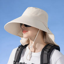 Load image into Gallery viewer, Women's Ponytail Hats Long Wide Brim Fisherman Caps Summer UV Neck Protection Sun Bucket Hats Female Outdoor Beach Cap