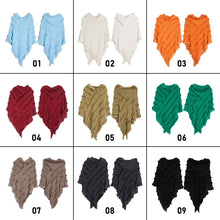 Load image into Gallery viewer, Women Winter Knit Hooded Poncho Cape Lady Spring Fringed Shawl Wrap Sweater Pullover Vintage Chic Tassels Cloak Capes