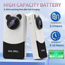 Load image into Gallery viewer, 45000RPM Nail Drill Machine Portable Nail Polish Gel Sander Electric Professional Nail Lathe With HD LCD Display Manicure Care