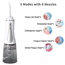 Load image into Gallery viewer, Dental Water Flosser Oral Irrigator with Storage Holder Portable Teeth Cleaning Jet Toothpick Mouth Washing Machine 6 Jet 350ml
