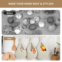 Load image into Gallery viewer, Wall Hanging Fruit Baskets For Kitchen 3 Pack Woven Produce Holder Vegetable Hanging Basket