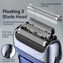 Load image into Gallery viewer, Electric Razor for Men Wet &amp; Dry Foil Shaver with 3-Blade &amp; Edge Shaving Area Digital Power Display Men's Electric Foil Shavers