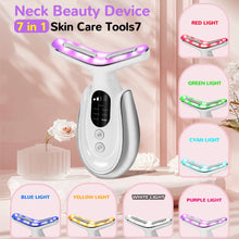 Load image into Gallery viewer, Rechargeable Face and Neck Massager with 7 Colours LED and Heat Mode, Neck and Facial Skin Massage Care Tool