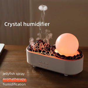 Lava Volcano Humidifier USB Aroma Diffuser with Flame Lamp Mini Desktop Electric Ultrasonic Aromatherapy Essential Oil Diffuser