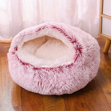Load image into Gallery viewer, Plush Round Cat Bed Pet Mattress Warm Soft and Comfortable Basket Cat and Dog 2-in-1 Small Dog Sleeping Bag Nest