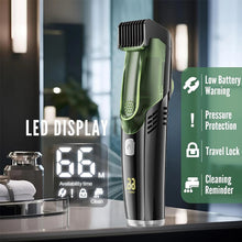 Load image into Gallery viewer, Cordless Men Beard Trimmer Rechargeable Electric Shaver with 20 Trim Built-in Vacuum Clipper for Mustache Sideburns Grooming Kit