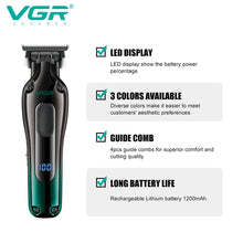 Load image into Gallery viewer, Men's Cordless Rechargeable Professional Hair Clipper Gradient Color Precision Carving Electric Push Clipper