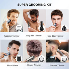 Load image into Gallery viewer, 6-in-1 Hair Trimmer Set for Men Face Body Beard Clipper Wet/Dry Waterproof Electric Hair Cutting Machine Grooming Kit
