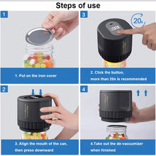 Load image into Gallery viewer, Mason Jar Vacuum Sealer Can Vacuum Seal Pump Kit Cordless Canning Vacuum Sealer Electric Automatic for Home Kitchen