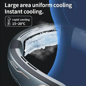 Portable Around Hanging Big Wind Bladeless USB Air Conditioner Neck Fan With Colorful Dazzling Lights