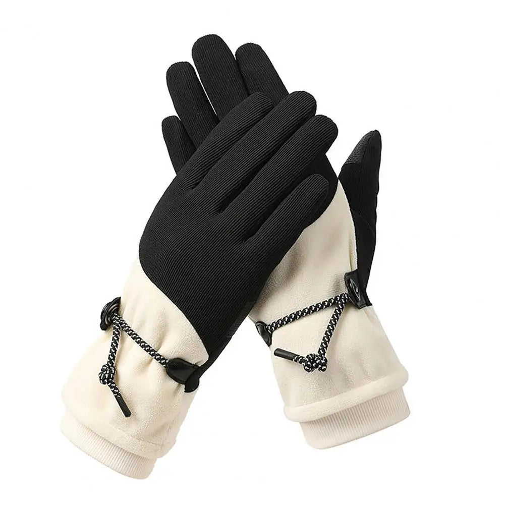 1 Pair Women Winter Warm Gloves Touch Screen Fleece Lined Windproof Gloves Thicken Warm Snow Gloves for Outdoor Cycling Skiing