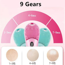 Load image into Gallery viewer, Electric Silicond Face Cleansing Brush Ultrasonic Facial Deep Pore Cleaning Skin Massager Washable Machine