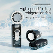 Load image into Gallery viewer, 100-Speed Turbo Handheld Fan with LED Light - Rechargeable, Foldable &amp; Portable for Camping, Office, Travel &amp; Home Cooling