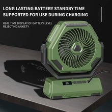 Load image into Gallery viewer, 6000mAh Camping Fan Rechargeable Outdoor Fan Ceiling Oscillating Fan Portable Air Conditioner Air Cooler with Lighting