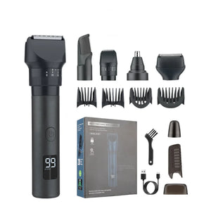 Men's 5-in-1 Multifunctional Grooming Set IPX6 Waterproof Hair Clipper Nose Hair Trimmer Shaver High-power