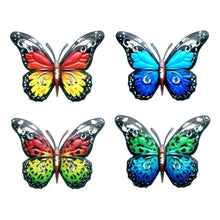 Load image into Gallery viewer, 4 Pieces 3D Metal Butterfly Wall Art Decoration Ornaments Indoor Outdoor Garden Yard Wall Hanging Sheds Walls Fences