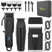 Load image into Gallery viewer, 3-in-1 Hair Cleaning Set Intelligent Digital Hair Clipper Home Oil Head Carving Pusher Whitening Shaver Men's Shaver