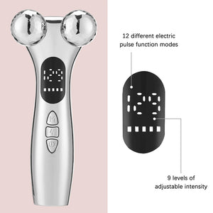 4D Roller Electric Micro-current Facial Lifting Massager LED Display Beauty Devices Skin Tighten V-Face Double Chin Remover