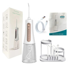 Load image into Gallery viewer, Oral Irrigator Protable Water Flosser with Storage Holder Rechargeable 5 Modes Dental Water Jet 350ML Tank IPX7 Waterproof 6 Jet