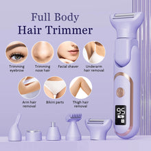 Load image into Gallery viewer, 5 in1 Women's Electric Hair Trimmer for Body Face Bikini Underarm Nose-IPX7 Wet Dry USB Rechargeable Painless Precision Trimming