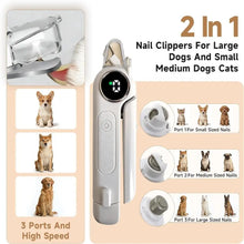 Load image into Gallery viewer, 2-in-1 Dog Cat Nail Grinder Ultra Quiet with Splash Guard Dog Cat Nail Trimmer LED Light Electric Pet Nail Clipper