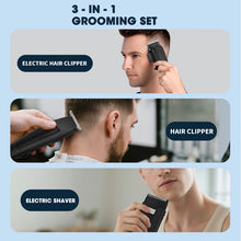 Load image into Gallery viewer, 3-in-1 Hair Cleaning Set Intelligent Digital Hair Clipper Home Oil Head Carving Pusher Whitening Shaver Men's Shaver