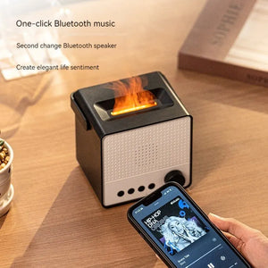 Creative Simulation of Colorful Flame Diffuser Wireless Smart Bluetooth Speaker Household Fog Humidifier
