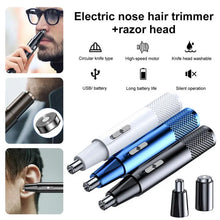 Load image into Gallery viewer, Electric Nose Hair Trimmer Beard Clipper Rechargeable Multi-kinetic Washable Shaving 2in1 Nose Ear Hair Trimmer Electric Razor