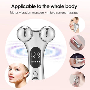 4D Roller Electric Micro-current Facial Lifting Massager LED Display Beauty Devices Skin Tighten V-Face Double Chin Remover