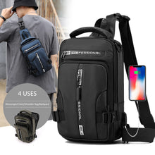 Load image into Gallery viewer, Men Sling Backpack Cross body Shoulder Chest Bag with USB Charging Port Travel Waterproof Nylon Male Multipurpose Messenger Bags