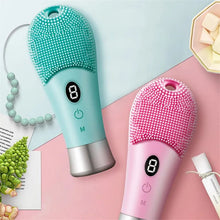 Load image into Gallery viewer, Electric Silicond Face Cleansing Brush Ultrasonic Facial Deep Pore Cleaning Skin Massager Washable Machine