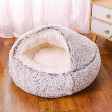Load image into Gallery viewer, Plush Round Cat Bed Pet Mattress Warm Soft and Comfortable Basket Cat and Dog 2-in-1 Small Dog Sleeping Bag Nest