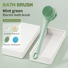Load image into Gallery viewer, USB Waterproof Double Handle Electric Rotating Silicond Bath Brush Multi Functional Body Shower Cleaner with 4 Brush Heads