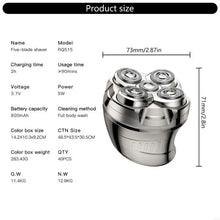 Load image into Gallery viewer, New Portable Electric Shaver with 5 Floating Heads Beard Shaving Device Rechargeable Electric Beard Trimmer ABS Texture