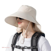 Load image into Gallery viewer, Hat With Neck Flap Hiking With Ponytail Hole Fishing Bucket Available in 7 Colors Sun Protection Dirt Resistant