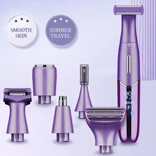 Load image into Gallery viewer, 6-in-1 Women's Electric Shaver Replaceable Heads for Whole Body Private Epilator Shaving Razor Nose Hair Trimmer