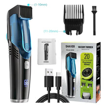 Load image into Gallery viewer, Vacuum Beard Trimmer for Men Rechargeable Mustache Trimmer with Adjustable Length Comb (1-20MM) Electric Beard Trimmer